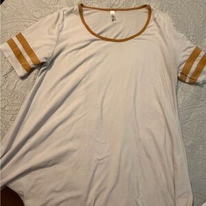 LuLaRoe White and Tan Short Sleeve Tee